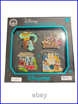 SIGNED 2026 Disneyland Theme Parks Attractions Artist Series 4 Pin Set LE 2500