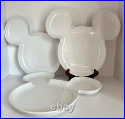 Set of 3 Disney Parks 10 Mickey Mouse Ears White Ceramic Serving Plate Dish HTF