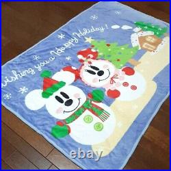 Tokyo Disney Resort Christmas Blanket Snowman Mickey Minnie BIG Size 2009 Used