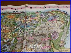 VINTAGE 1961 Disneyland Aerial Map Magic Kingdom Disney Theme Park
