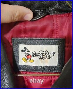 VTG 2005 Walt Disney World Theme Parks Mickey Mouse Leather Bomber Jacket Small