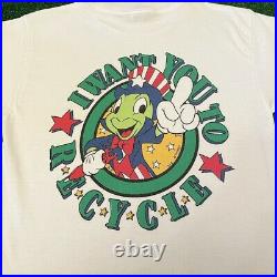 VTG 90s Disney Jiminy Cricket Recycle Rare Vintage Theme Park Shirt Mens Size M