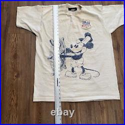 VTG 90s Mickey Mouse Disney T Shirt Size L-XL Single Stitch Tan Rare Tag