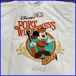 VTG Disney Fort Wilderness Resort Mickey Mouse Logo T-Shirt Mens XL 46-48 NOS
