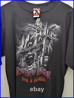 VTG Disney Mickey Inc Tower Of Terror It's a Scream Theme Park T-Shirt Deadstock