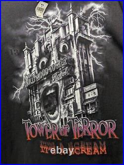 VTG Disney Mickey Inc Tower Of Terror It's a Scream Theme Park T-Shirt Deadstock