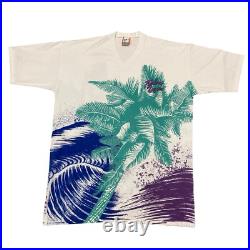 VTG Disney Typhoon Lagoon 90s Palm Tree Beach AOP T-Shirt OS Single Stitch USA