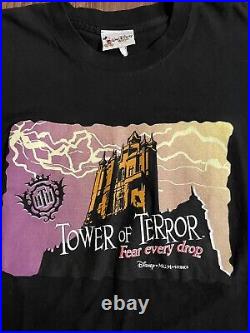 VTG Disney World Tower of Terror Fear Every Drop Ride Tee sz XL Theme Park Promo