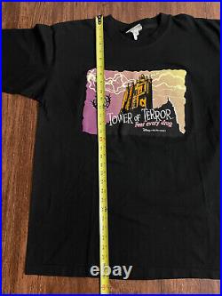 VTG Disney World Tower of Terror Fear Every Drop Ride Tee sz XL Theme Park Promo