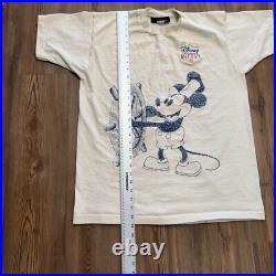 VTG Mickey Mouse Disney T Shirt Size L-XL Single Stitch Tan Rare 90's