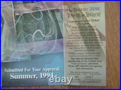 Very Rare WDW 2 1994 TwZone Tower of Terror Commemorative Tickets one unopened