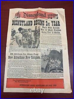 Vintage 1956 Disneyland News Vol 2 #1 Theme Park Newspaper Disney Begins 2nd Yr