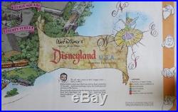 Vintage 1958 Walt Disney's DISNEYLAND USA MAP Theme Park Souvenir POSTER 30 X 45