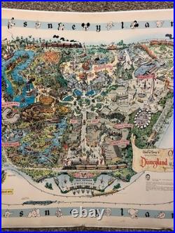 Vintage 1962 Disneyland Anaheim Large Theme Park Full Colour Map EXTREMELY RARE