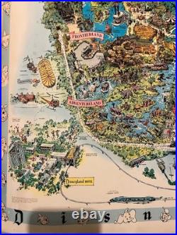 Vintage 1962 Disneyland Anaheim Large Theme Park Full Colour Map EXTREMELY RARE