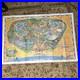 Vintage 1966 Disneyland Theme Park Souvenir Giant Wall Map 30 x 44