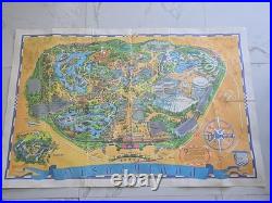Vintage 1966 Disneyland Theme Park souvenir giant wall map 30x44
