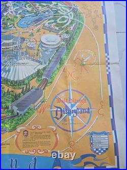 Vintage 1966 Disneyland Theme Park souvenir giant wall map 30x44