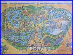 Vintage 1966 Disneyland Theme Park souvenir giant wall map 30x44