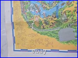 Vintage 1966 Disneyland Theme Park souvenir giant wall map 30x44