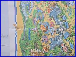 Vintage 1966 Disneyland Theme Park souvenir giant wall map 30x44