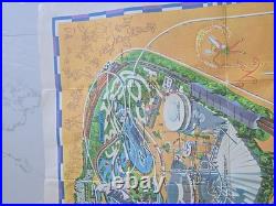 Vintage 1966 Disneyland Theme Park souvenir giant wall map 30x44