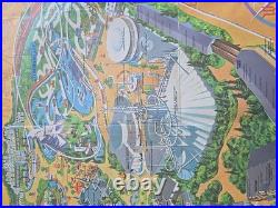 Vintage 1966 Disneyland Theme Park souvenir giant wall map 30x44