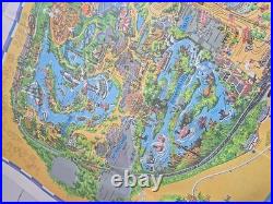 Vintage 1966 Disneyland Theme Park souvenir giant wall map 30x44