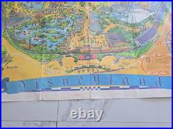 Vintage 1966 Disneyland Theme Park souvenir giant wall map 30x44