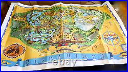 Vintage 1979 Disneyland Theme Park Souvenir Map Poster 44x30 Disney with Bag
