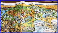 Vintage 1979 Disneyland Theme Park Souvenir Map Poster 44x30 Disney with Bag