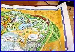 Vintage 1979 Disneyland Theme Park Souvenir Map Poster 44x30 Disney with Bag