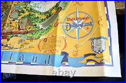 Vintage 1979 Disneyland Theme Park Souvenir Map Poster 44x30 Disney with Bag