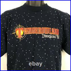 Vintage 1998 Mickey Inc Blue Disneyland Tomorrowland All Over Print T-shirt Sz M
