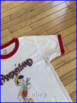 Vintage 70s Pinocchio Fantasyland Disney Ringer T Shirt USA Made Thin Mens Lg