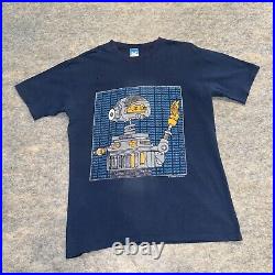 Vintage 80s Disney Star Tours Shirt Size Large Droid Lucasfilms Navy Blue