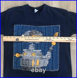 Vintage 80s Disney Star Tours Shirt Size Medium Droid Lucasfilms Navy Blue
