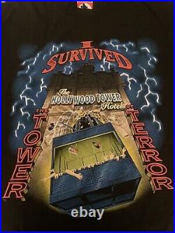 Vintage 90s DISNEY I Survived The Tower of Terror Hollywood Hotel T Shirt L