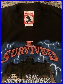 Vintage 90s DISNEY I Survived The Tower of Terror Hollywood Hotel T Shirt L