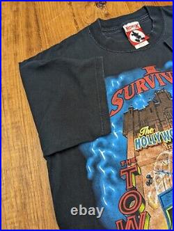 Vintage 90s DISNEY I Survived The Tower of Terror Hollywood Hotel T Shirt M