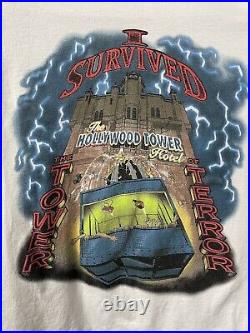 Vintage 90s DISNEY I Survived The Tower of Terror Hollywood Hotel T Shirt XL
