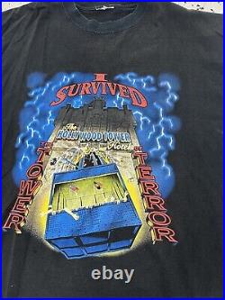 Vintage 90s DISNEY I Survived The Tower of Terror Hollywood Hotel T Shirt XXL