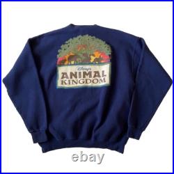 Vintage 90s Disney Animal Kingdom Sweatshirt Mens XL Blue Mickey Theme Park Logo