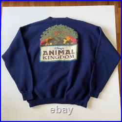 Vintage 90s Disney Animal Kingdom Sweatshirt Mens XL Blue Mickey Theme Park Logo