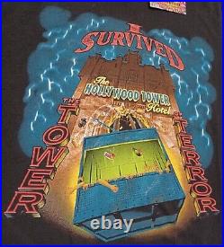 Vintage 90s Disney I Survived The Tower of Terror Hollywood Hotel XXL Shirt