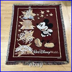 Vintage 90s Disney World Fringe Floor Rug Theme Parks Landmarks Decorative 58x50