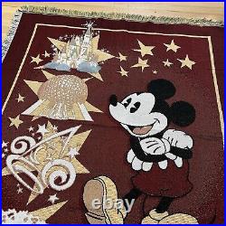 Vintage 90s Disney World Fringe Floor Rug Theme Parks Landmarks Decorative 58x50