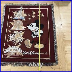 Vintage 90s Disney World Fringe Floor Rug Theme Parks Landmarks Decorative 58x50