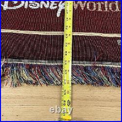 Vintage 90s Disney World Fringe Floor Rug Theme Parks Landmarks Decorative 58x50