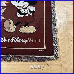 Vintage 90s Disney World Fringe Floor Rug Theme Parks Landmarks Decorative 58x50